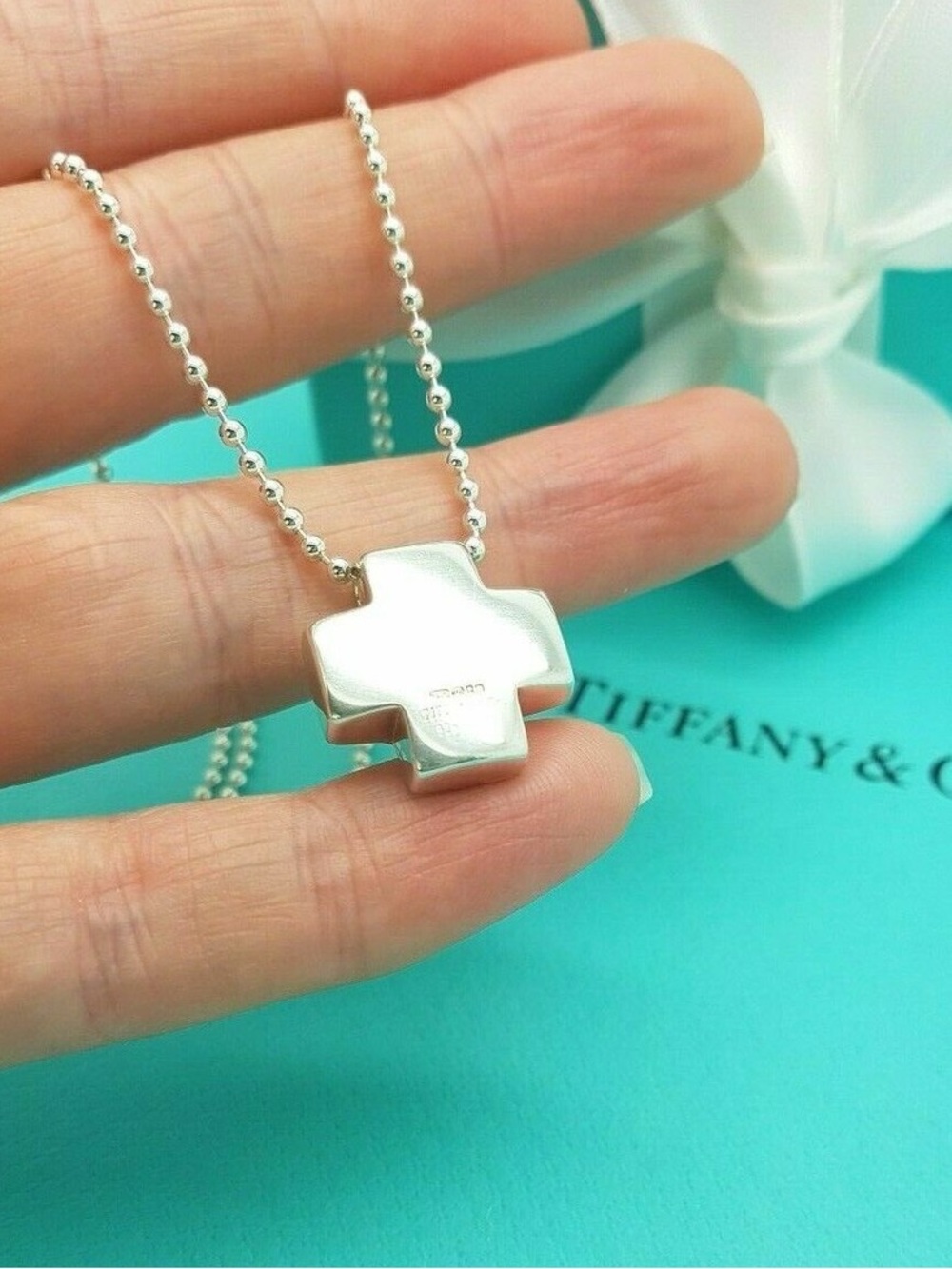 Tiffany & Co. Roman Cross Necklace 16" 40cm SV 925 Paloma Picasso chain 40cm
